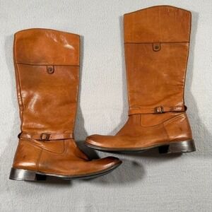 Women's Frye Melissa Seam Tall Riding Boots Cognac Size 11